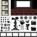 Vector set of cinema theme icons and stuff Royalty Free Stock Photo