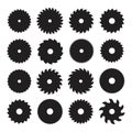 vector set of circular saw blades of different shapes Royalty Free Stock Photo