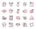 Vector Set of Cleaning icons related to Dirty spot, Shampoo and spray and Cleaning liquids. Vector Royalty Free Stock Photo