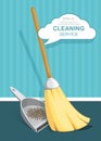 Vector Set of cleaning service elements. Cleaner. Cleaning supplies. Housework tools, House cleaning. Garbage, dustpan and brush Royalty Free Stock Photo