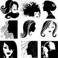 Vector set of closeup - beautiful woman