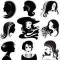 Vector set of closeup portrait of beautiful woman Royalty Free Stock Photo