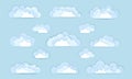 Vector set of cloud icons in paper art style. Cloud signs isolated on background. Origami paper cut design. Royalty Free Stock Photo