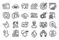Vector set of Cloud sync, Online help and Hydroelectricity line icons set. Vector