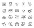 Vector set of Cloud sync, Online help and Hydroelectricity line icons set. Vector