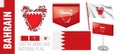 Vector set of the coat of arms and national flag of Bahrain