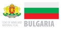 Vector set of the coat of arms and national flag of Bulgaria Royalty Free Stock Photo