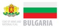 Vector set of the coat of arms and national flag of Bulgaria Royalty Free Stock Photo