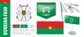 Vector set of the coat of arms and national flag of Burkina Faso