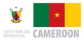 Vector set of the coat of arms and national flag of Cameroon