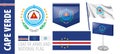 Vector set of the coat of arms and national flag of Cape Verde