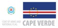 Vector set of the coat of arms and national flag of Cape Verde