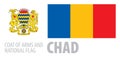 Vector set of the coat of arms and national flag of Chad