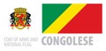 Vector set of the coat of arms and national flag of Congo