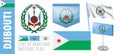 Vector set of the coat of arms and national flag of Djibouti