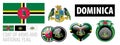 Vector set of the coat of arms and national flag of Dominica