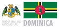 Vector set of the coat of arms and national flag of Dominica