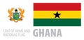 Vector set of the coat of arms and national flag of Ghana