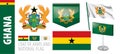 Vector set of the coat of arms and national flag of Ghana