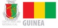 Vector set of the coat of arms and national flag of Guinea