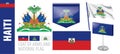 Vector set of the coat of arms and national flag of Haiti