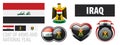 Vector set of the coat of arms and national flag of Iraq