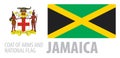 Vector set of the coat of arms and national flag of Jamaica