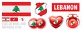 Vector set of the coat of arms and national flag of Lebanon