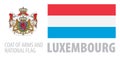 Vector set of the coat of arms and national flag of Luxembourg