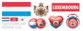 Vector set of the coat of arms and national flag of Luxembourg Royalty Free Stock Photo