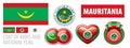 Vector set of the coat of arms and national flag of Mauritania