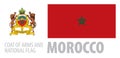 Vector set of the coat of arms and national flag of Morocco