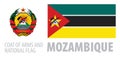 Vector set of the coat of arms and national flag of Mozambique