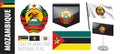 Vector set of the coat of arms and national flag of Mozambique