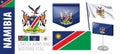 Vector set of the coat of arms and national flag of Namibia