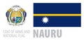 Vector set of the coat of arms and national flag of Nauru