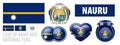 Vector set of the coat of arms and national flag of Nauru