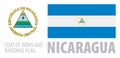 Vector set of the coat of arms and national flag of Nicaragua