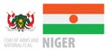 Vector set of the coat of arms and national flag of Niger
