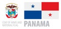 Vector set of the coat of arms and national flag of Panama