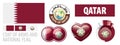 Vector set of the coat of arms and national flag of Qatar