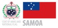 Vector set of the coat of arms and national flag of Samoa Royalty Free Stock Photo