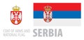 Vector set of the coat of arms and national flag of Serbia Royalty Free Stock Photo