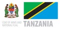 Vector set of the coat of arms and national flag of Tanzania