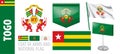 Vector set of the coat of arms and national flag of Togo