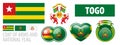 Vector set of the coat of arms and national flag of Togo