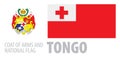 Vector set of the coat of arms and national flag of Tonga