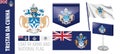 Vector set of the coat of arms and national flag of Tristan da Cunha