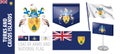 Vector set of the coat of arms and national flag of Turks and Caicos Islands