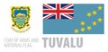 Vector set of the coat of arms and national flag of Tuvalu